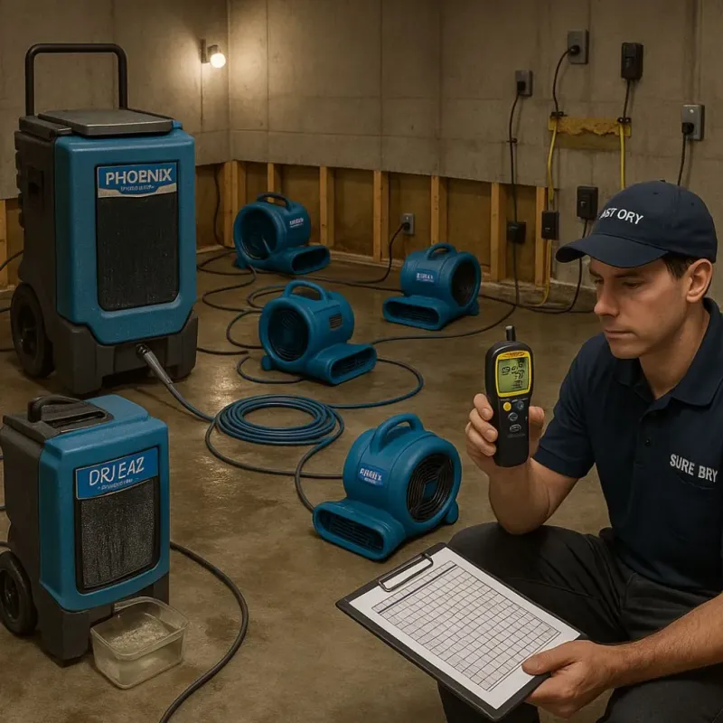 Structural Drying and Dehumidification process in Bangor Trident Base, WA